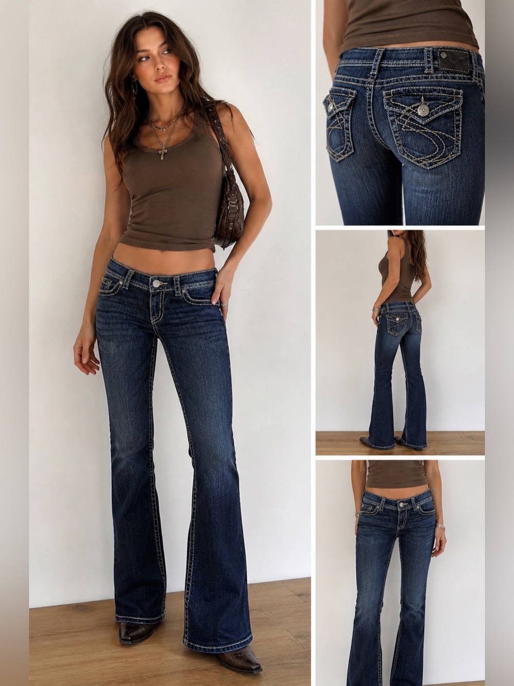 Silver Jeans Suki Surplus Flare Jeans Dark Wash Thick Stitch Bootcut | 30x30